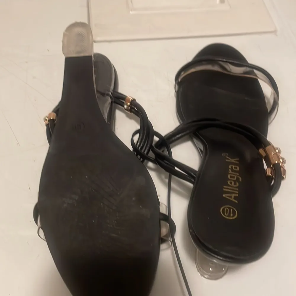 Allegra K black lucite sandals size 10 wedge 2.5 inches - Image 9