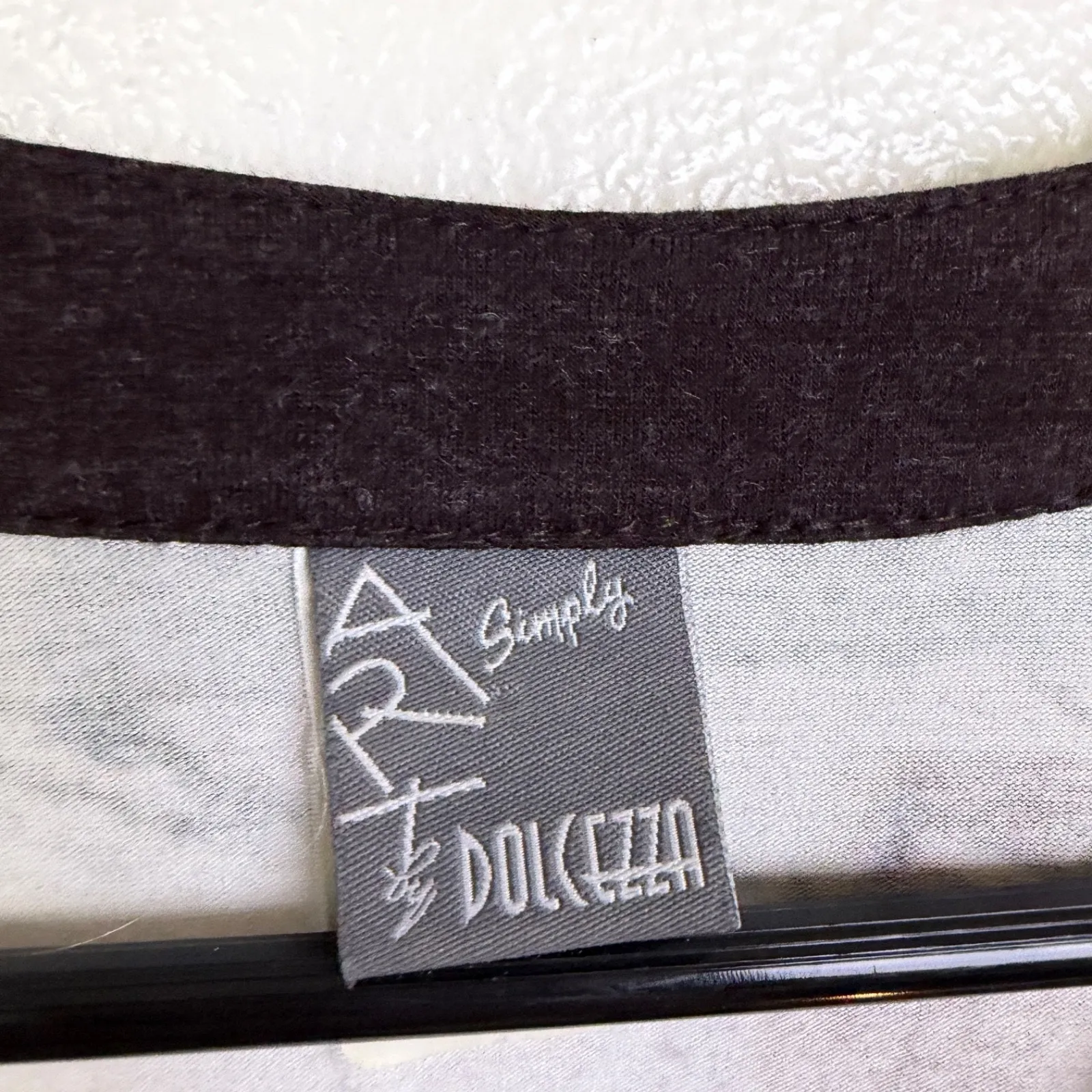 Simply Art by Dolcezza Top Womens XL Abstract Long Sleeve Shirt Lace Up Artsy Gray - Image 7