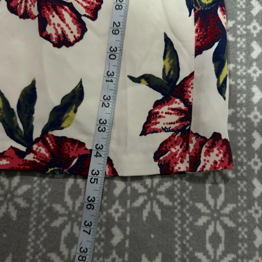 Rebecca De Ravenel 100% Silk‎ Mini Dress White/Pink Floral Size 2 White - Image 5