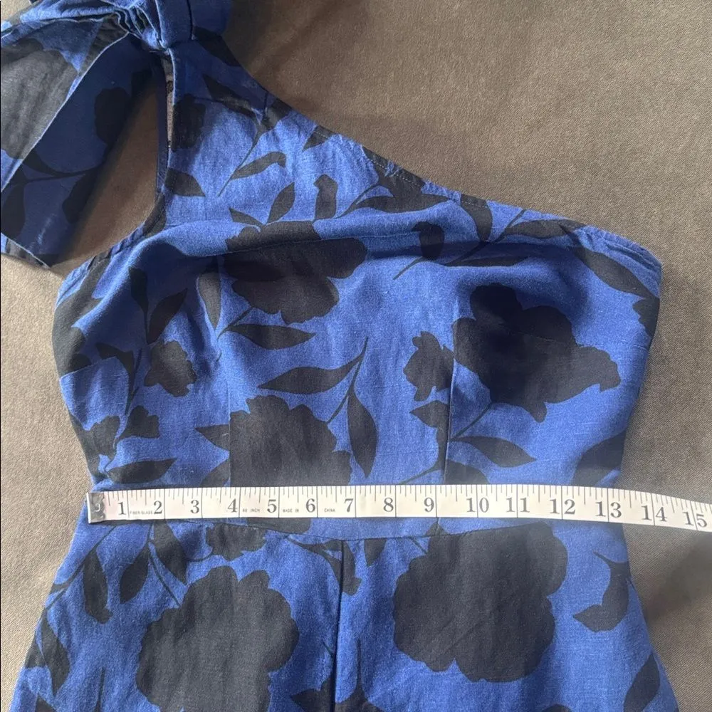 Kate Spade New York Blue Floral One-Shoulder Linen Blend Jumpsuit Size 00 NWOT - Image 10