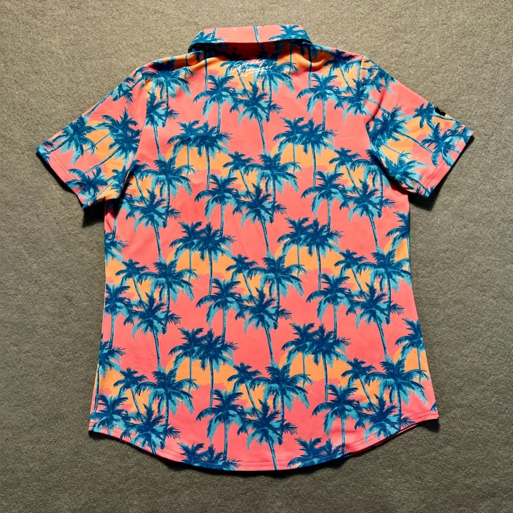Sunday Swagger x ESPN Golf Classic Polo Shirt Women’s Medium Pink Palm Tree - Image 5