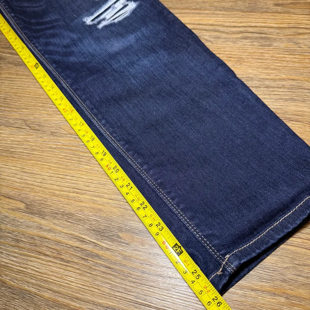 White House Black Market Dark Wash Distressed Crop Leg Skinny Jeans Size 10 - Image 8