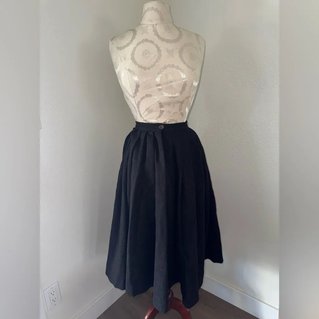 Vintage Copeland Skirts Of California 100% Wool Brown Pleated 1900s Skirt Black - Image 3