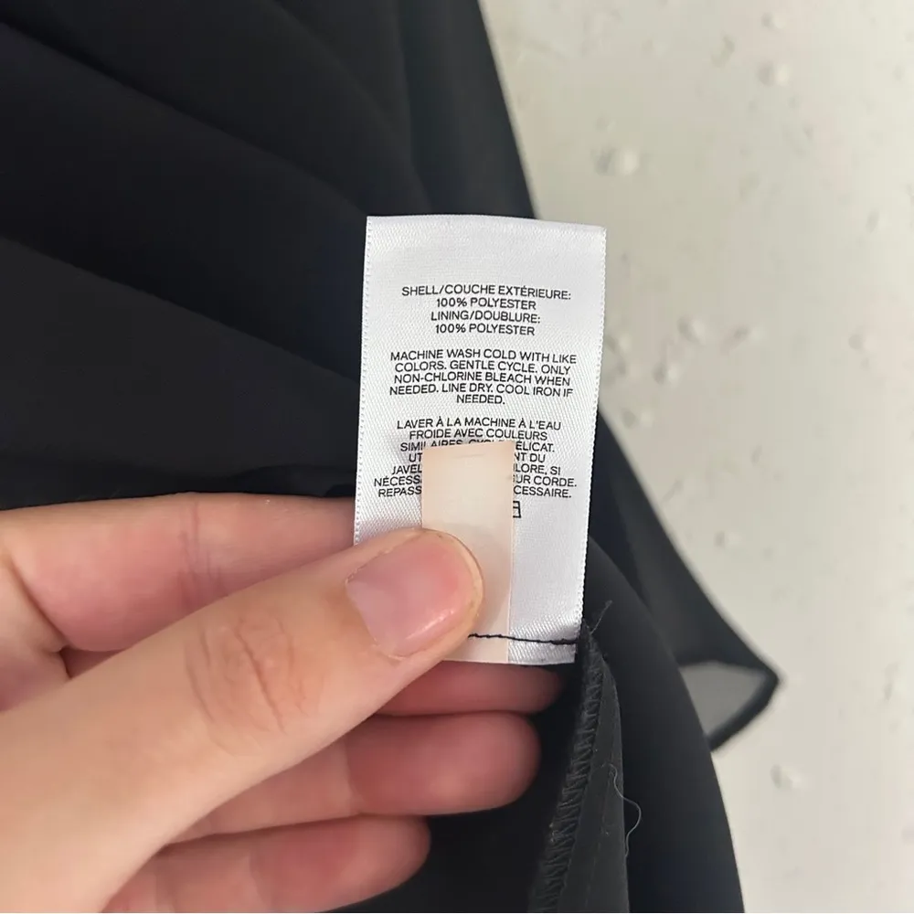 Express Classic Black Blouse Ruffle Cold Shoulder Formal Neutral Large - Image 4