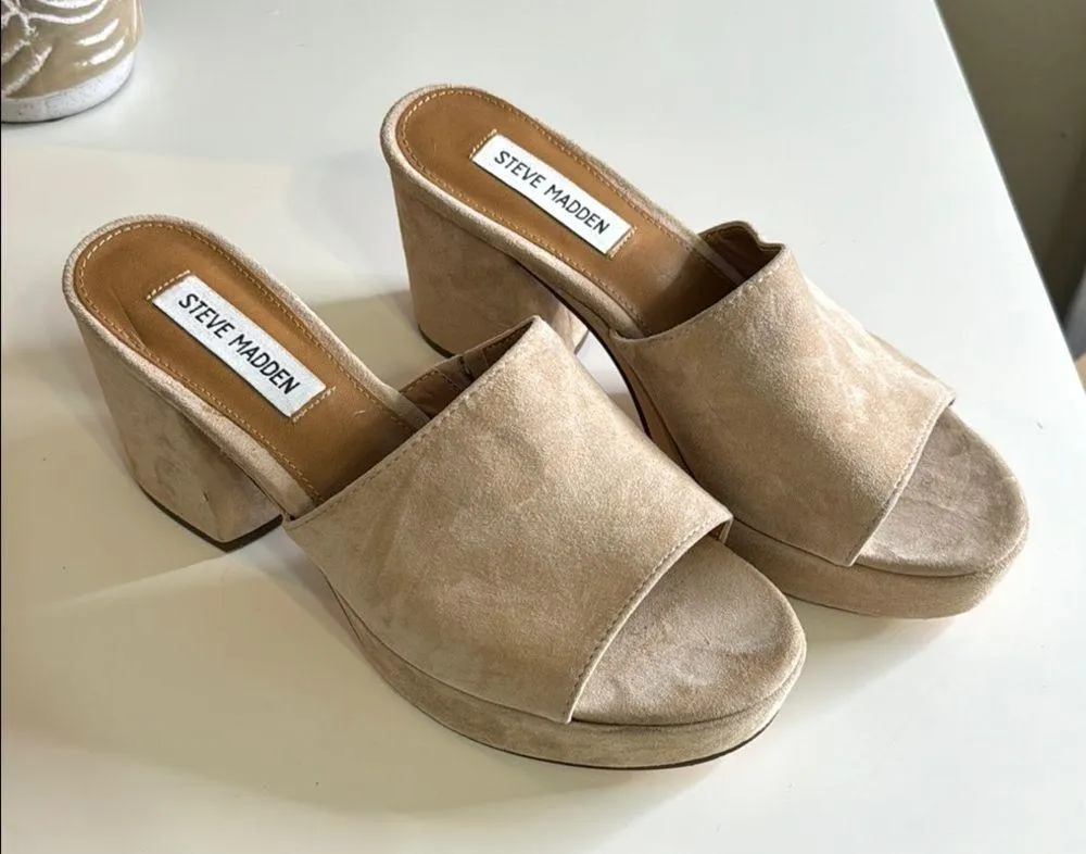 Steve Madden RELAX Women's Tan Platform 3” Heel Sandals - Image 2