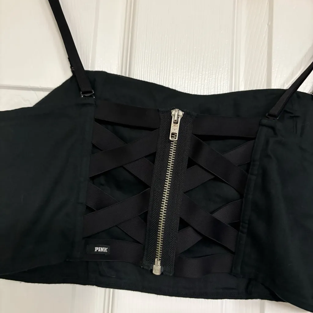 Pink‎ Victoria’s Secret Black Sequin Crop Tank Top Size Medium - Image 5