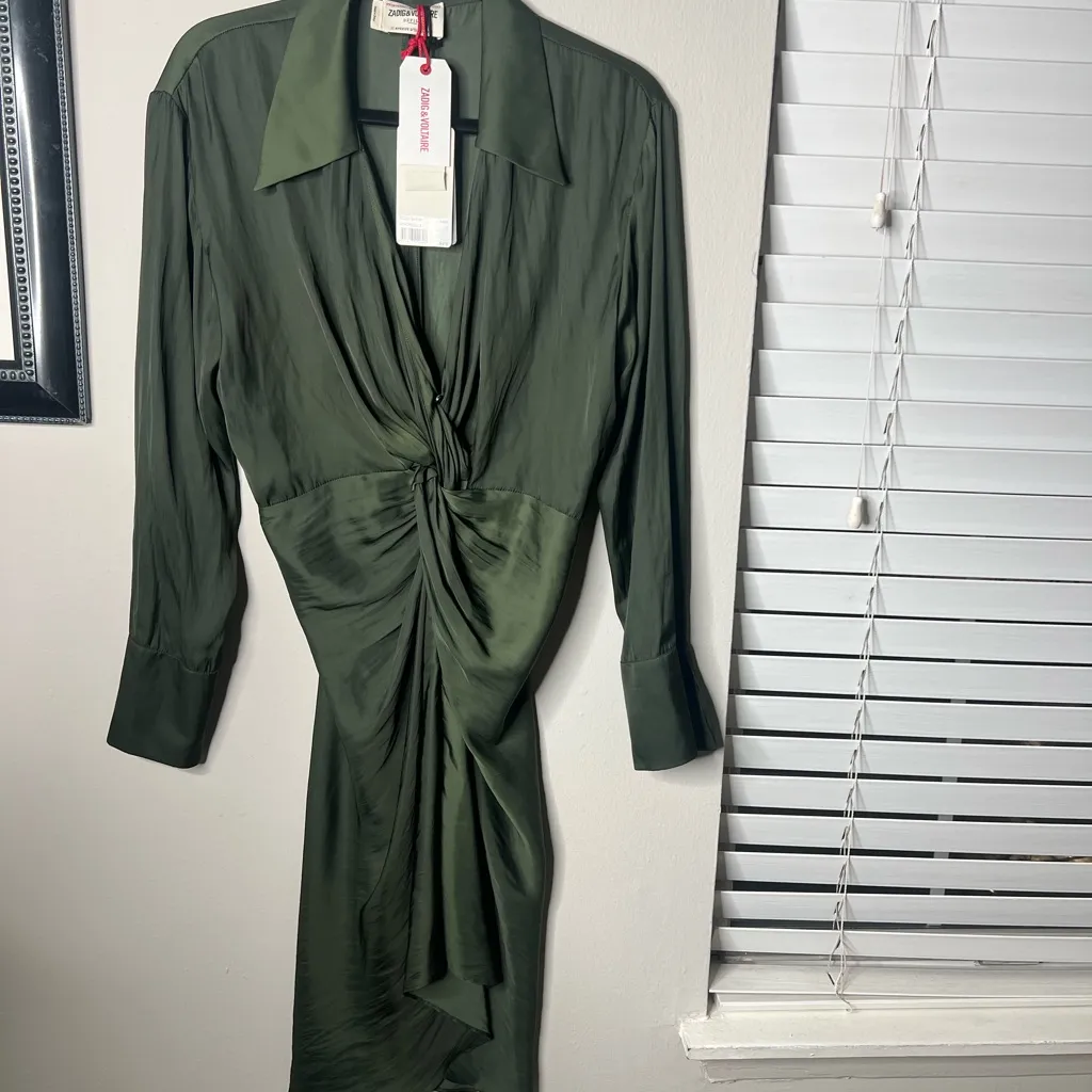 Zadig & Voltaire Rozo satin dress NWT $478
Small color Kaki - Image 11