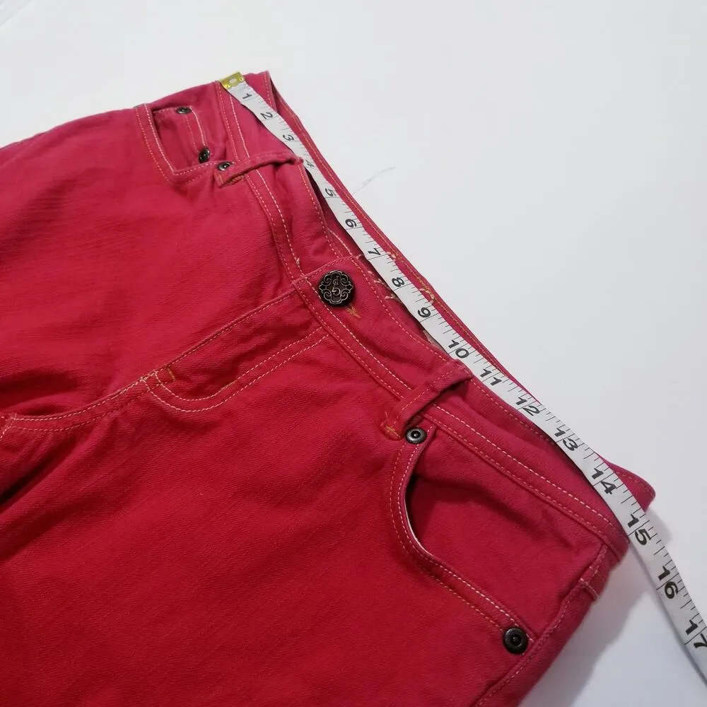 Y2K Chip & Pepper C7P Laguna Beach Flare Red Denim Wide Leg Low Rise - Image 7