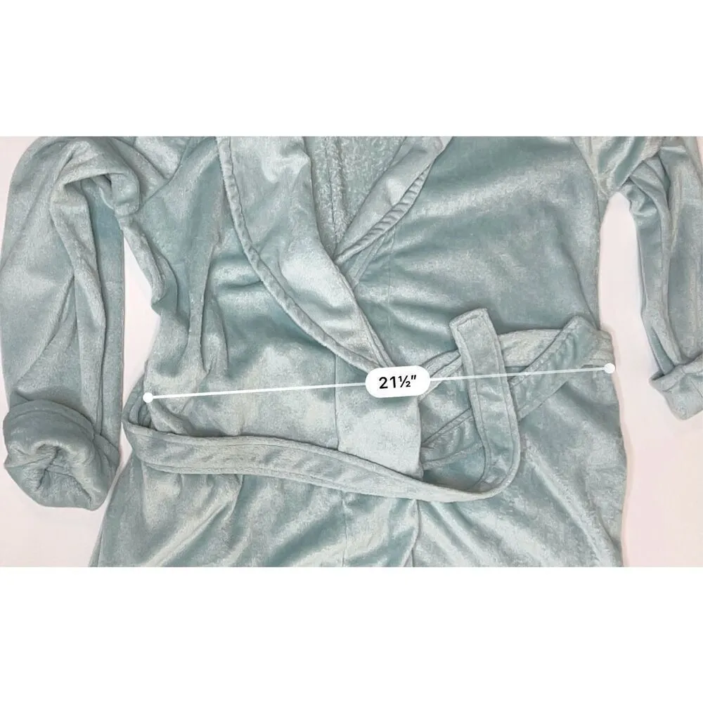 Kim‎ Rogers Blue Fuzzy Belted Adjustable Waist Bath House Robe Set Sz Large - Image 7