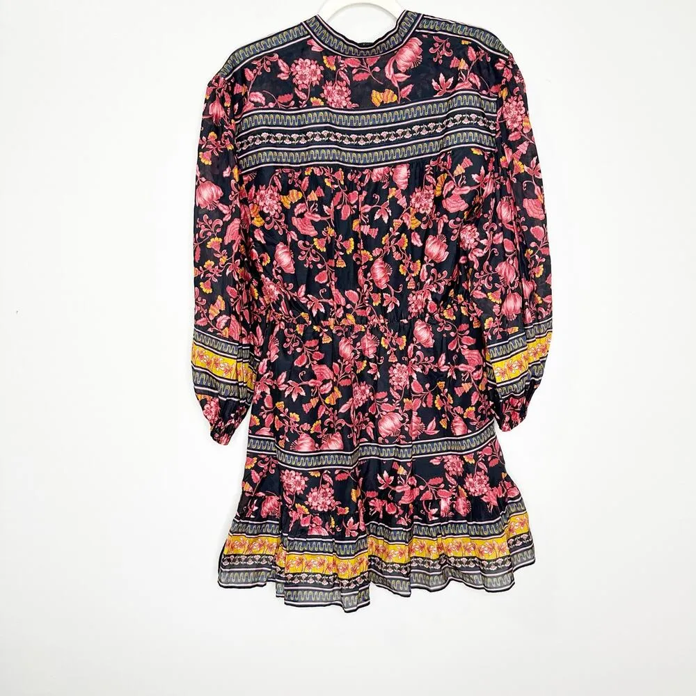 Alice + Olivia Womens Dress Sedona Mandarin Collar Floral Black Multi Size 8 - Image 3