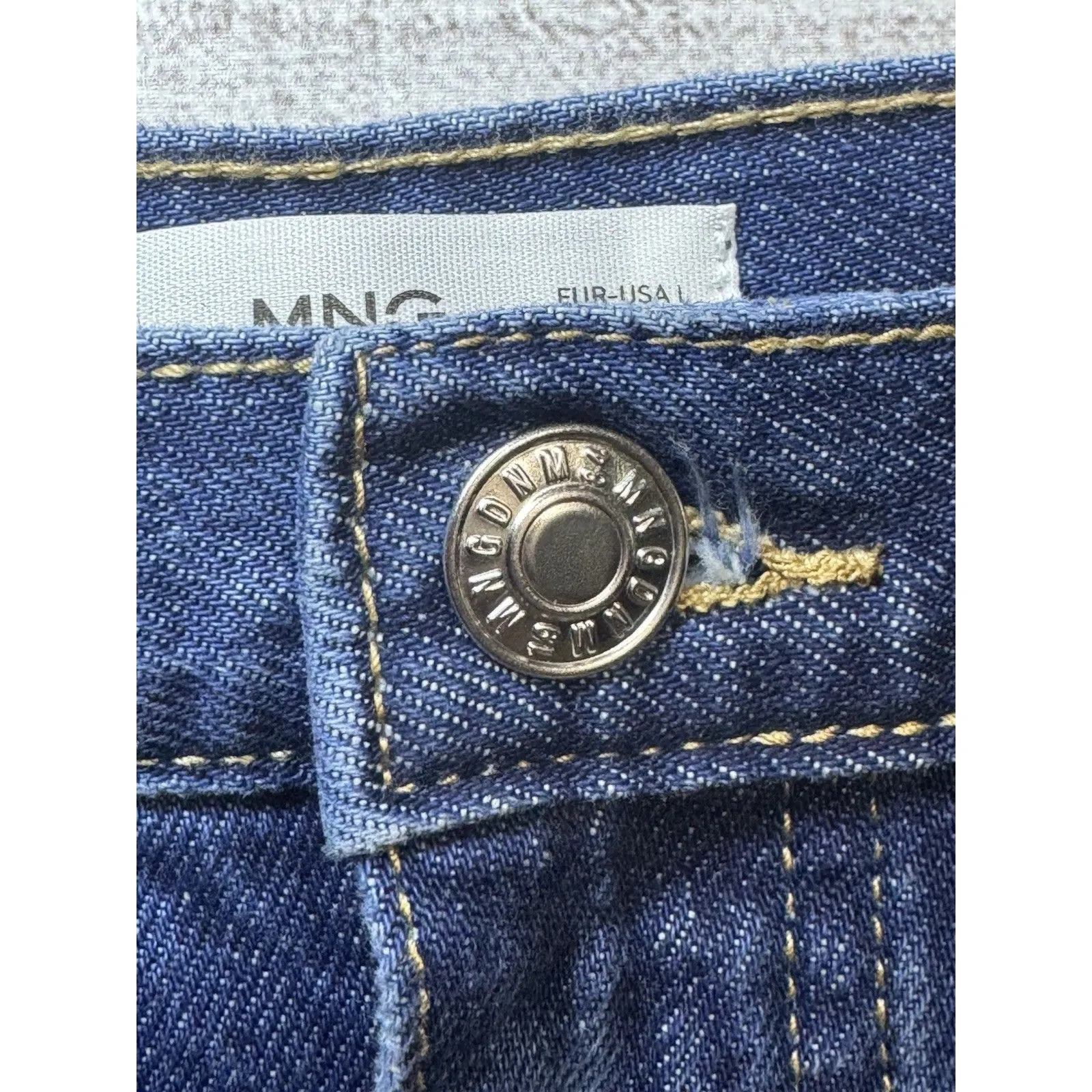 Mango MNG Fray Hem  Denim Skirt LARGE - Image 5