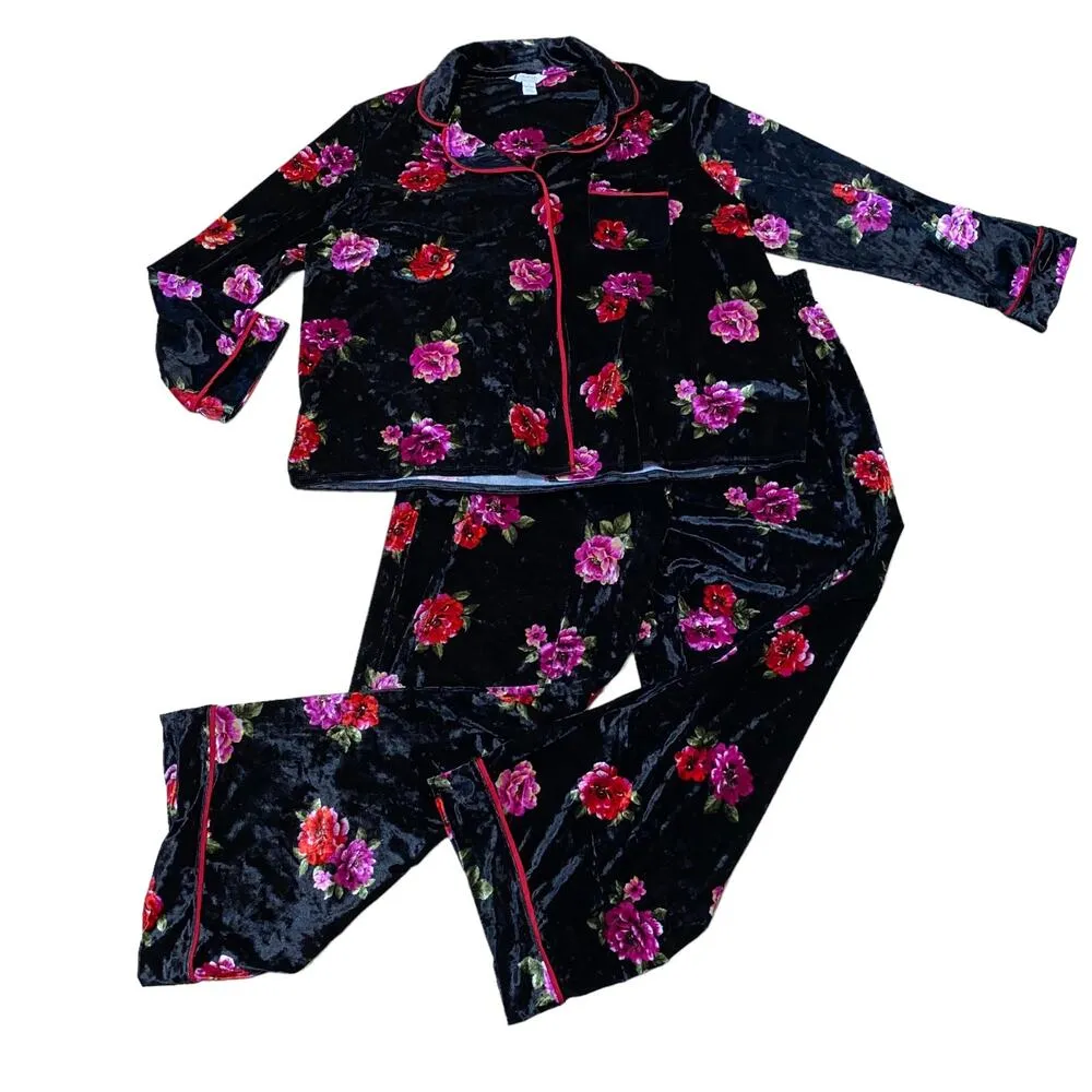 Sofia Intimates by Sofia Vergara Floral Print Pajama Set Black 2X (18W - Image 3