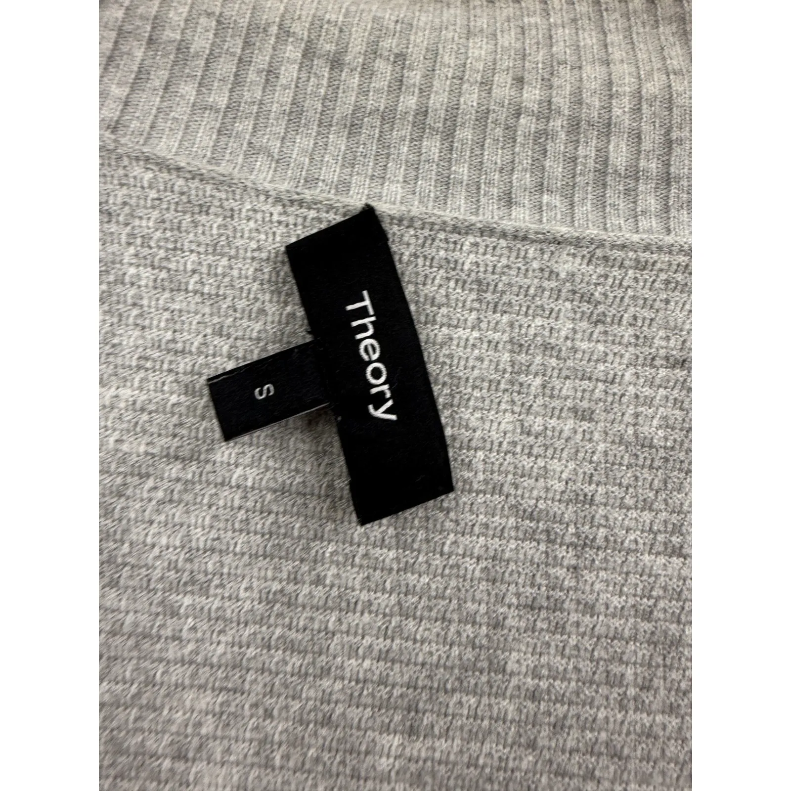 Theory Grey Ribbed‎ Open Front Cardigan Sweater Womens Size S - Image 2