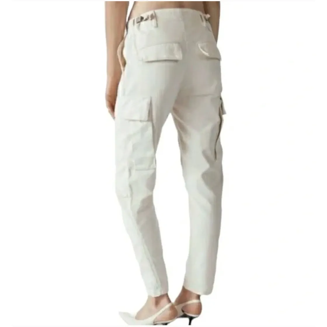 RE/DONE‎ Originals Sz 27 Off White Cargo Pant Jeans Women's Cotton Straight Leg - Image 8