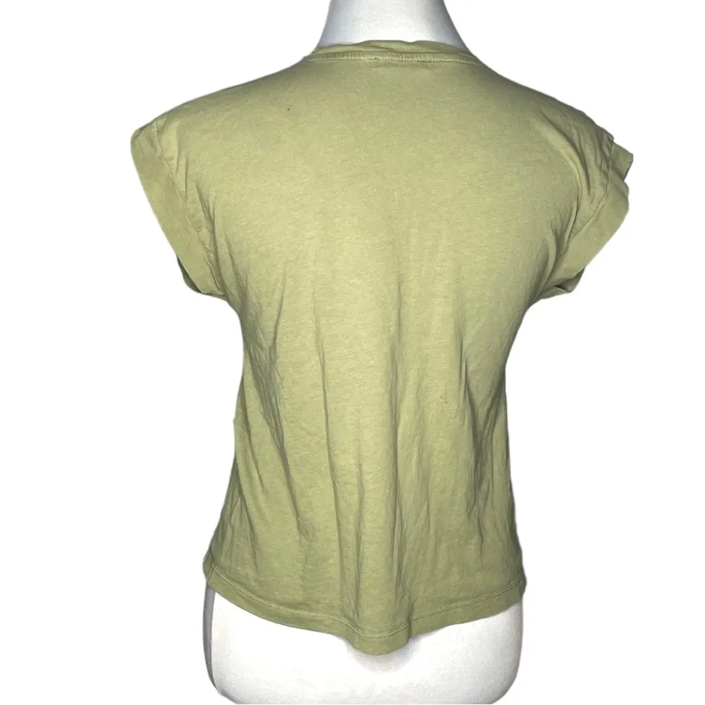 Zara Cropped Short Sleeve TShirt Olive Green Size Small - Image 7