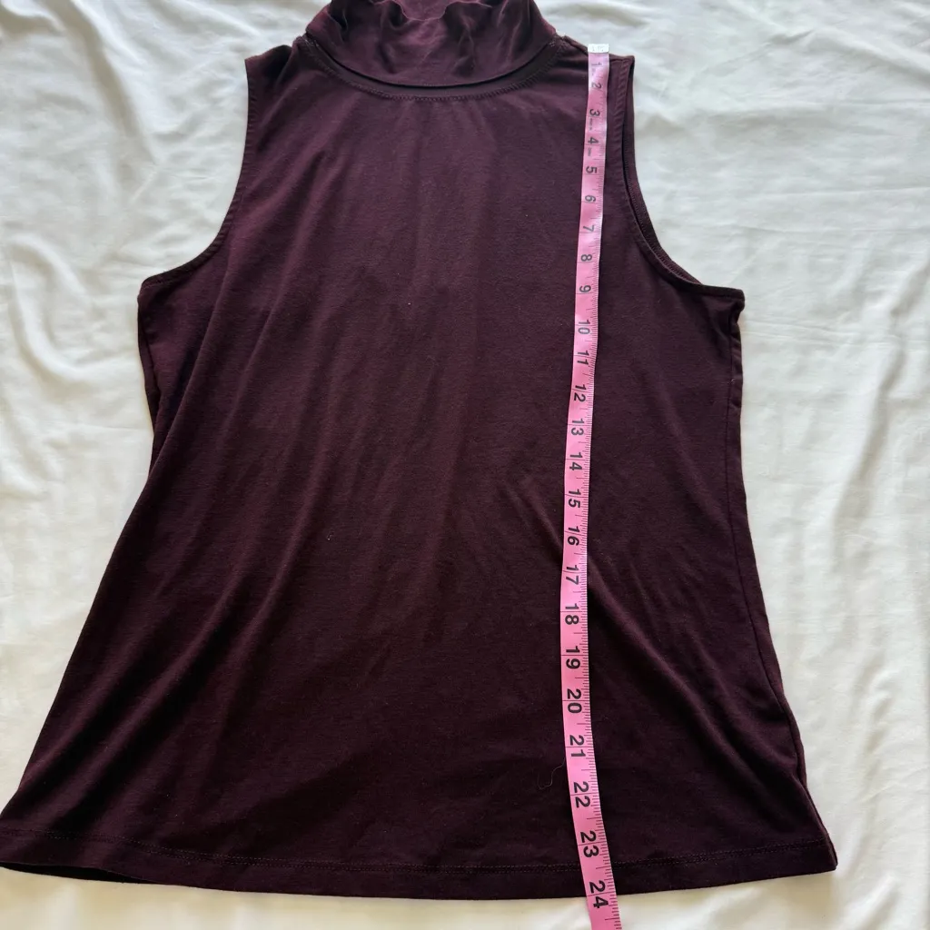 Athleta Industry Tank Top Sleeveless Turtleneck Burgundy Merino Blend Purple - Image 8