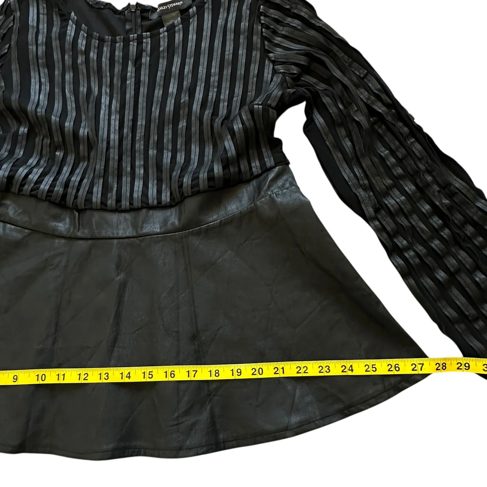 Ashley Stewart Peplum Top Faux Leather Black 14/16‎ Cottagegoth Dark Academia - Image 9