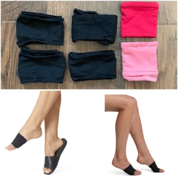 4 pair variety open toe slide socks, fits size 9 - Image 2