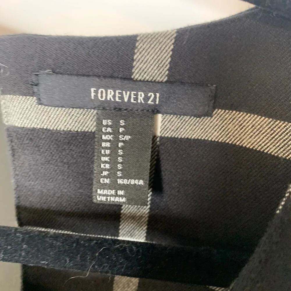 Black Plaid Windowpane Shift Dress Sz Small - Image 8