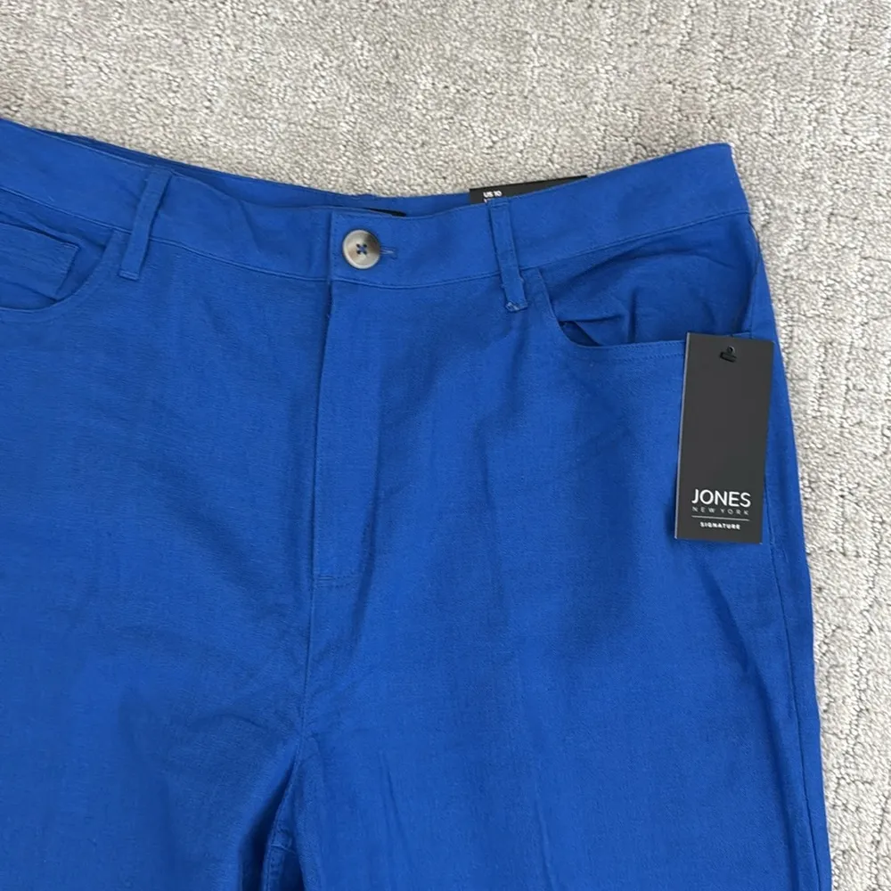 NEW NWT Jones New York “Lexington“ Royal blue Linen blend High Rise Wide Leg - Image 3