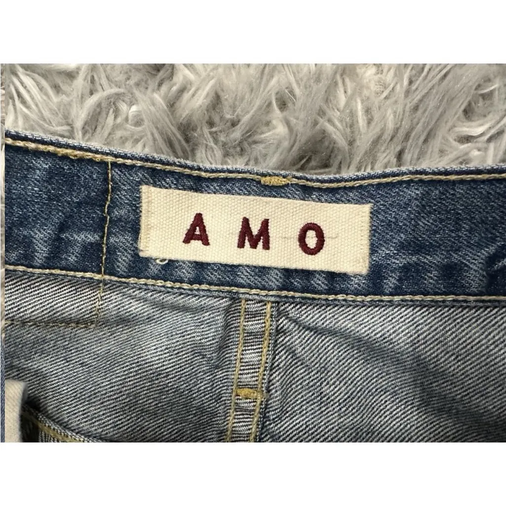 AMO Sophie High Rise Crop Jeans Runaway Destroy Wash Distressed 24 Blue - Image 4