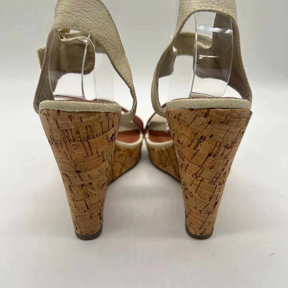 Diviana Sandal Womens Brown Cream 8 Ankle Strap Open Toe‎ Wedge Sandal NEW - Image 5