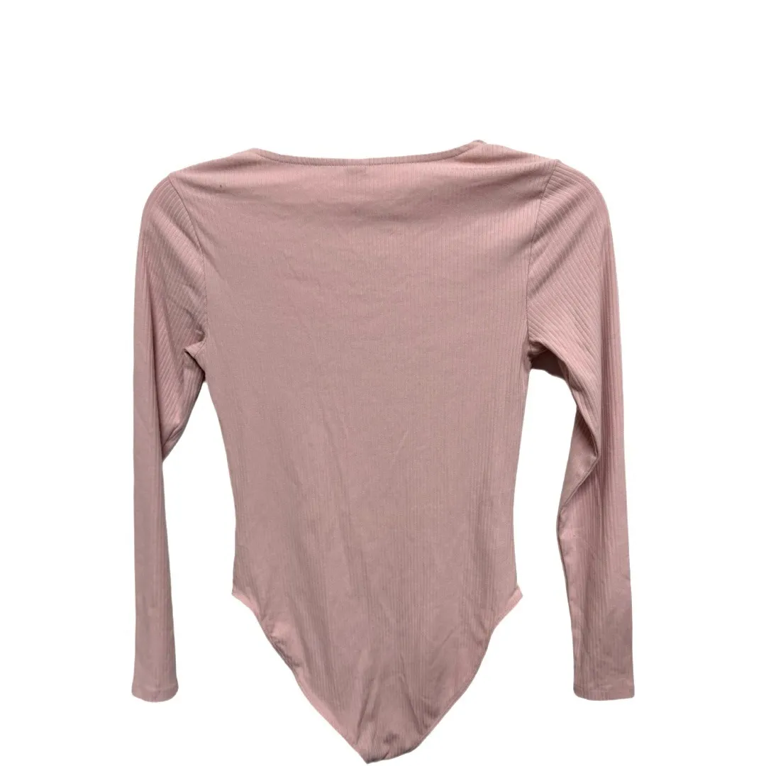 Old Navy Baby Pink Ribbed Long Sleeve Bodysuit Size Medium Square Neck - Image 6