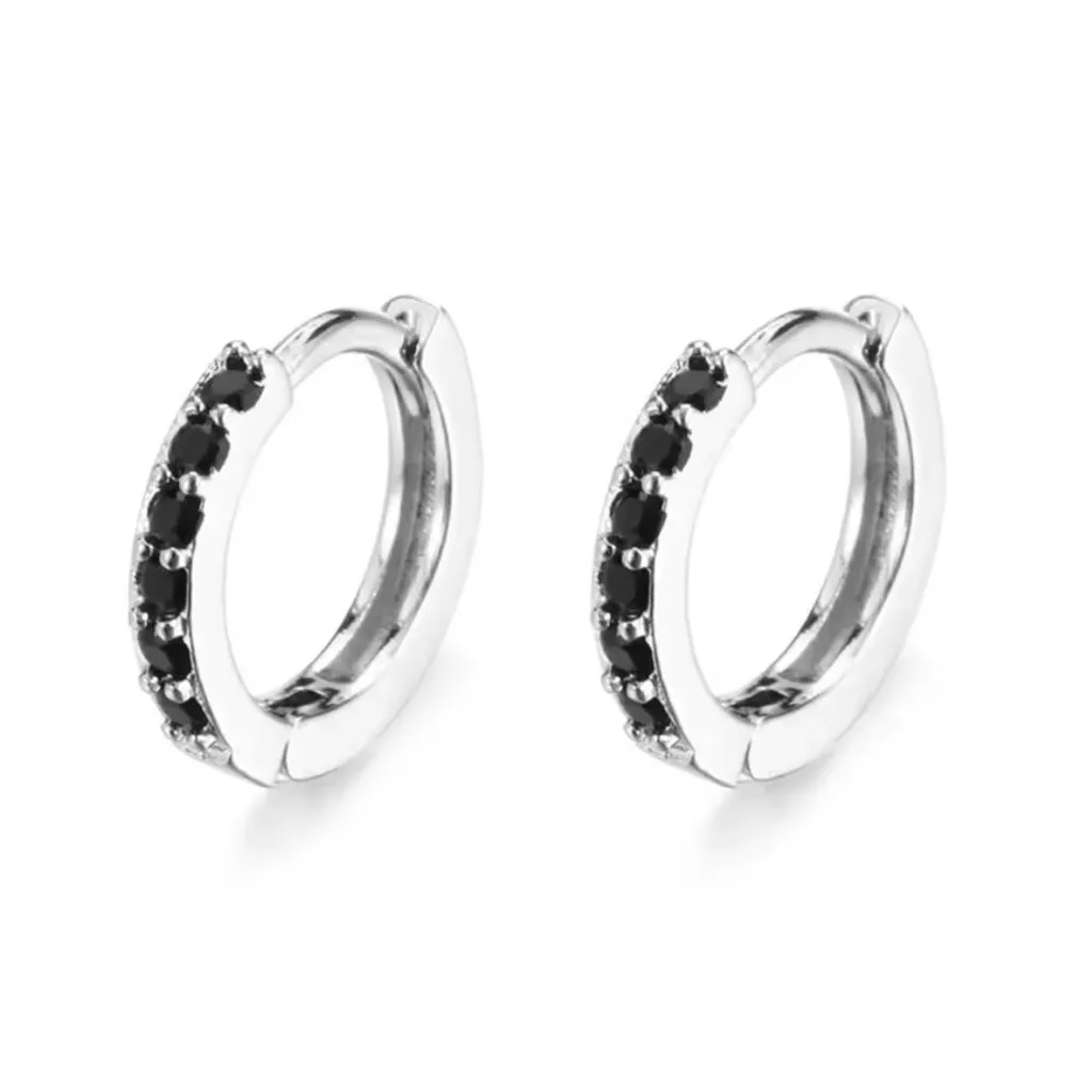 NEW Black‎ Onyx Sterling Huggie Hoop Earrings, 9mm - Image 10