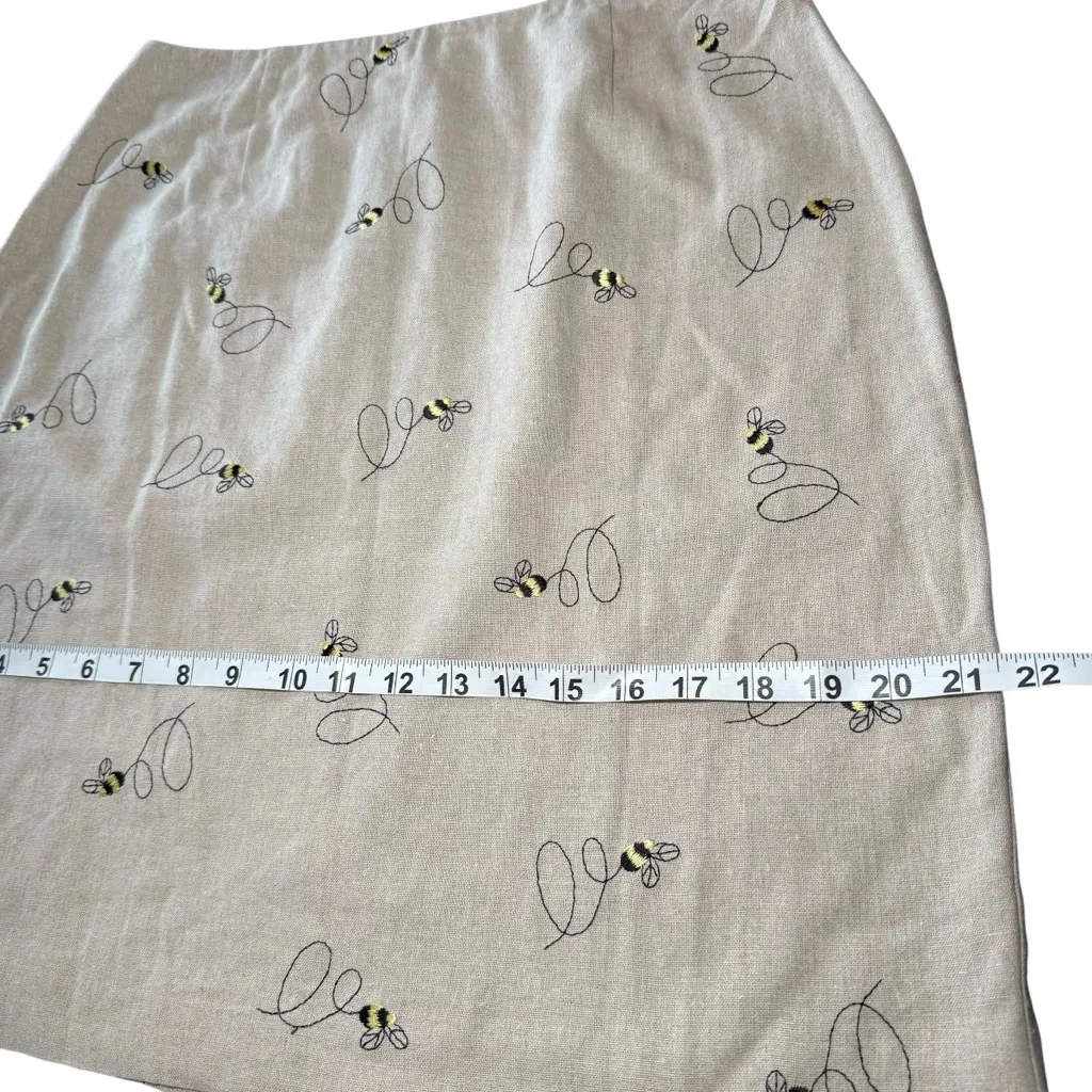 Talbots Embroidered Bumble Bee‎ Linen Skirt size 10 - Image 7