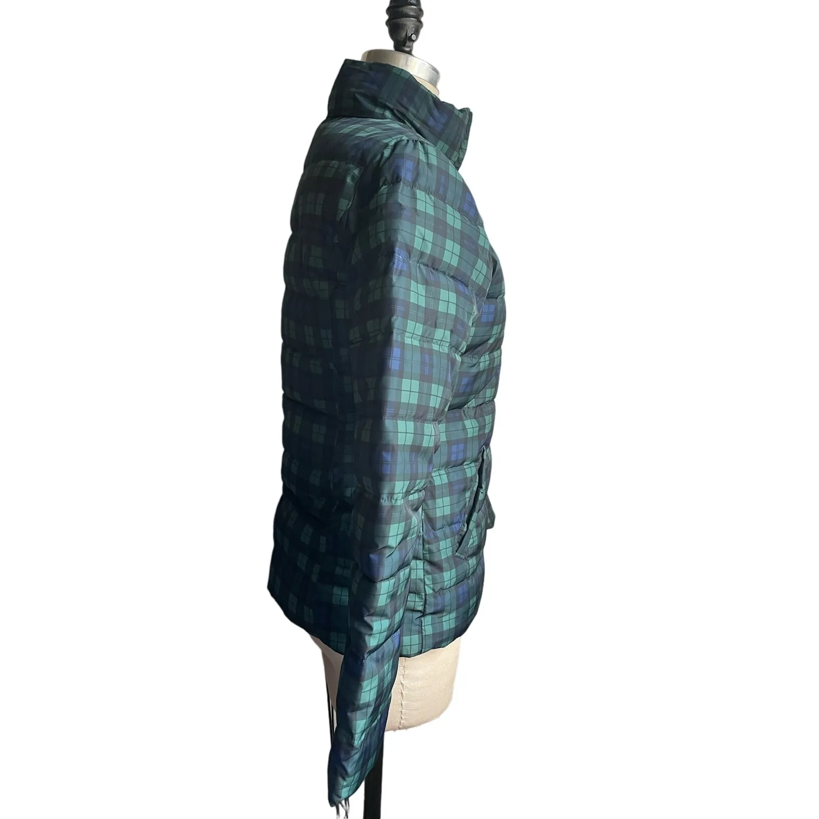 Velvet by Graham & Spencer Plaid Puffer Jacket Women’s Size Small Green Tartan - Image 2