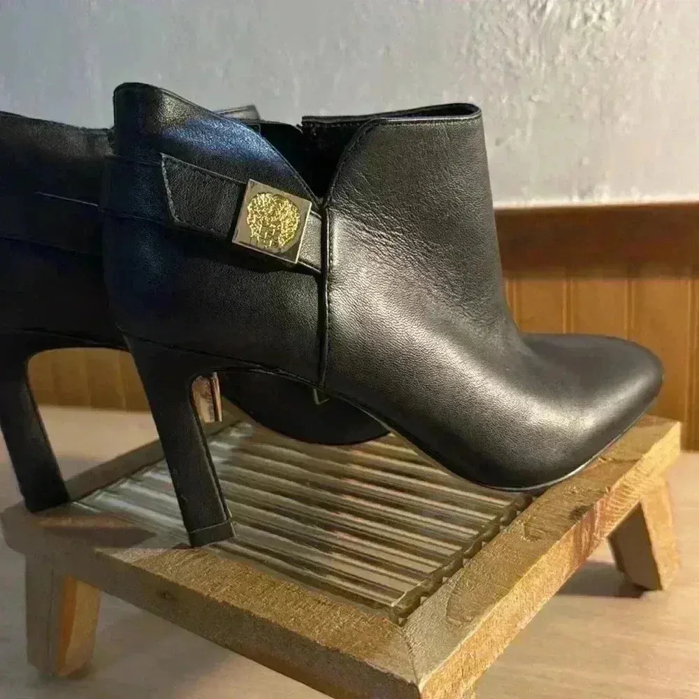 Vince Camuto Lokari Black Leather High Heel Booties - Image 4