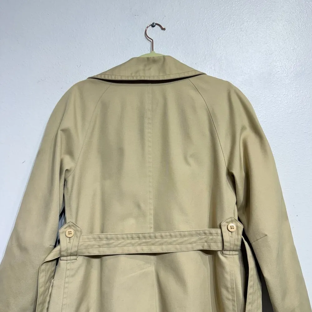 London Fog Khaki Classic Double Breasted Vintage Trench Coat Sz 12 - Image 11