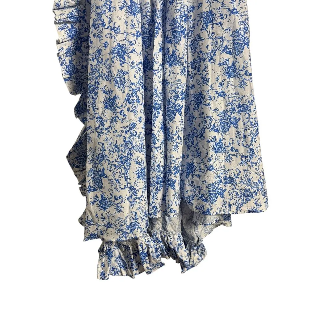 Caroline Constas Yara Blue Toile Floral Off Shoulder Puff Sleeve Maxi Dress S - Image 11