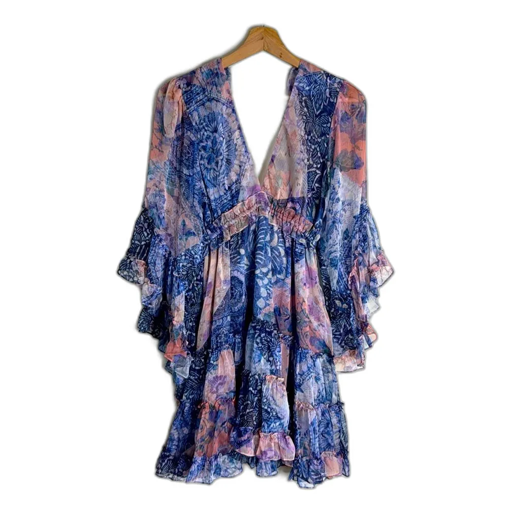 MISA Los Angeles Yasemin Butterfly Sleeve Babydoll Dress Size small Violet - Image 2