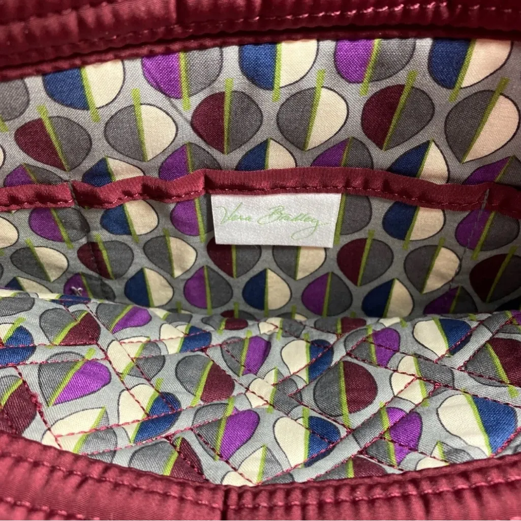 Vera Bradley Maroon Burgundy Microfiber Purse Tote Bag With Toggle Closure - Image 4