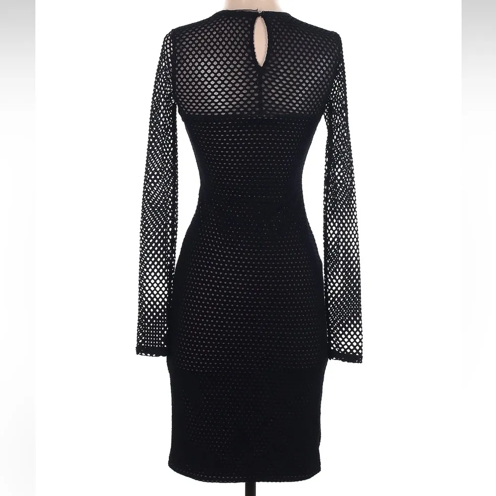 BCBGMaxAzria Jaylynn Mesh Bondage Goth Cocktail Dress XXS Bodycon Black & Nude - Image 8