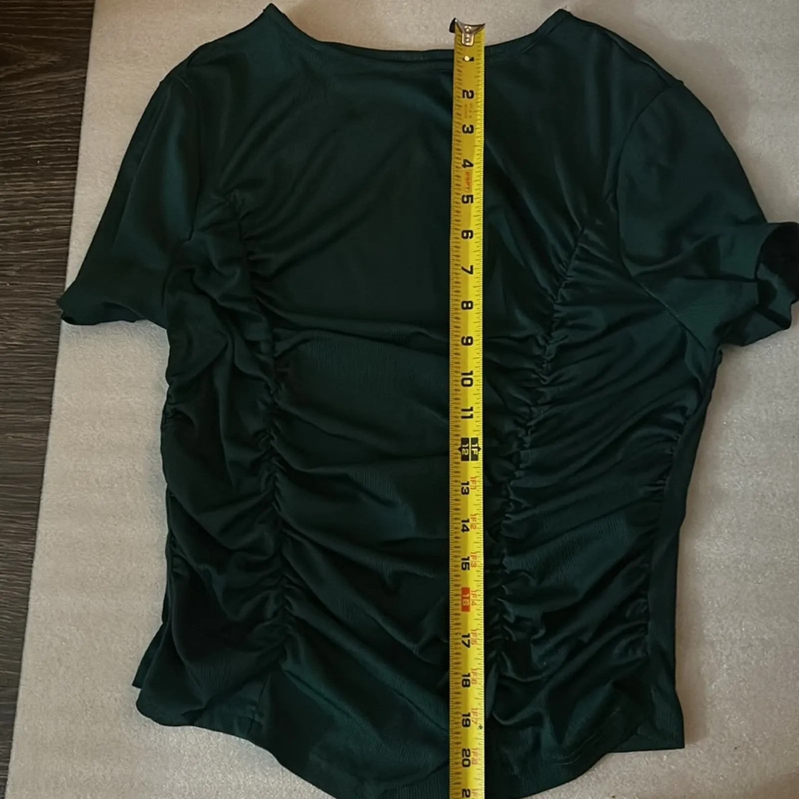 SHEIN Green Ruched Front Short Sleeve Crewneck Top XL  Corporate Siren Casual - Image 7