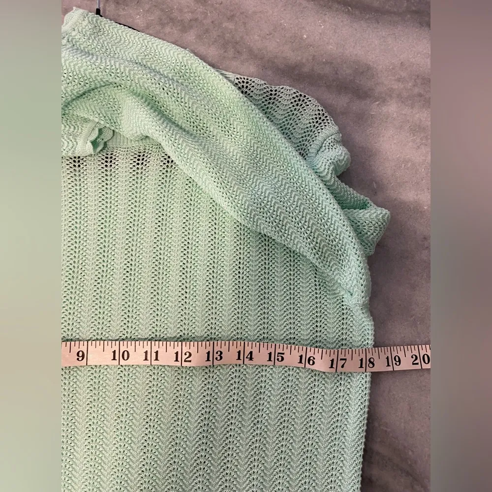 J. Crew Size S Pointelle Ruffle Mock Neck Cotton Lightweight Long Sleeve Sweater - Image 9