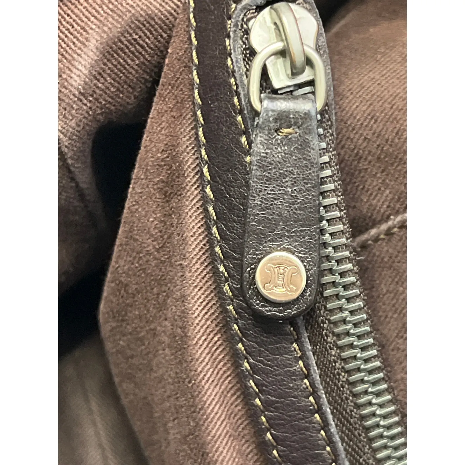 Celine CE00/33 Brown Leather Boogie Satchel Bag Made in Italy Top Handle Purse - Image 5