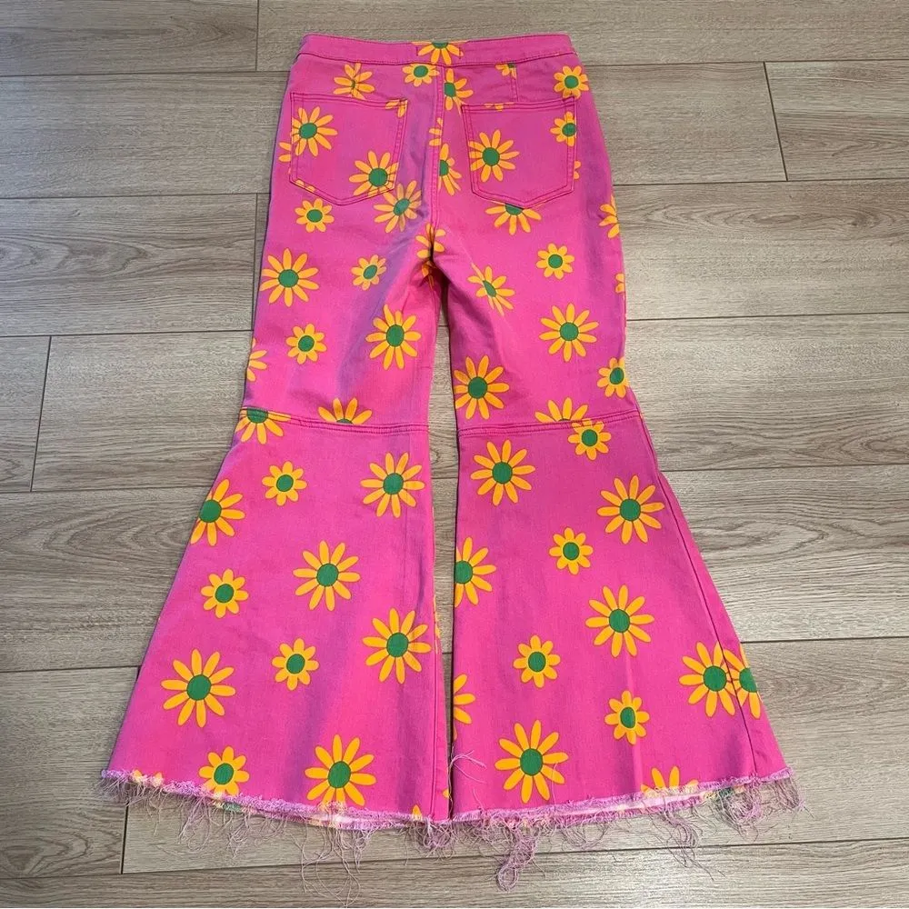 We the Free People Youthquake Printed Crop Flare Jean Floral Wide Leg Size 30 - Image 6