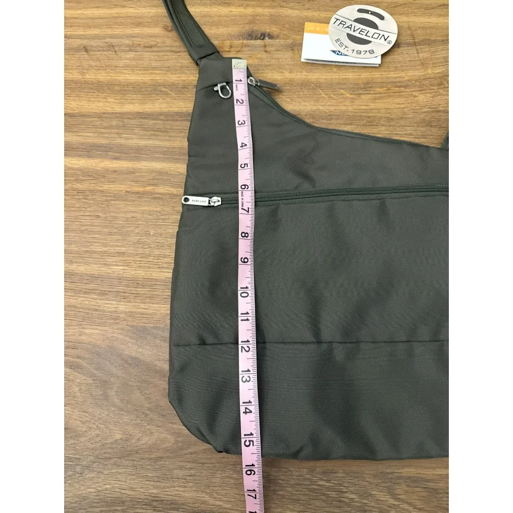 Travelon Anti-Theft Crossbody Bag Adjustable Strap Multiple Pockets Olive Green - Image 5