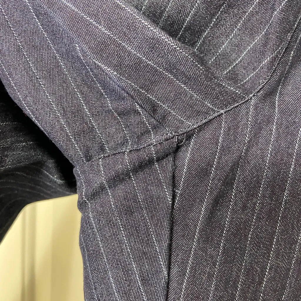 NWOT Vintage Mossimo stretch‎ women’s dark striped cuffed cropped wide leg jeans Blue Size 14 - Image 2