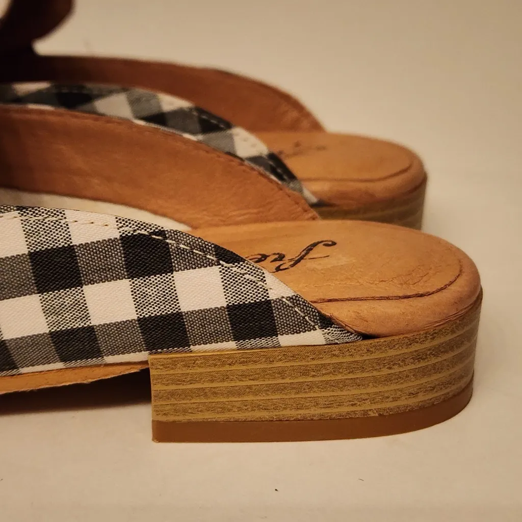 Free People At Ease Gingham Black & White Loafer Mules Women’s Size 6.5 /37 - Image 5
