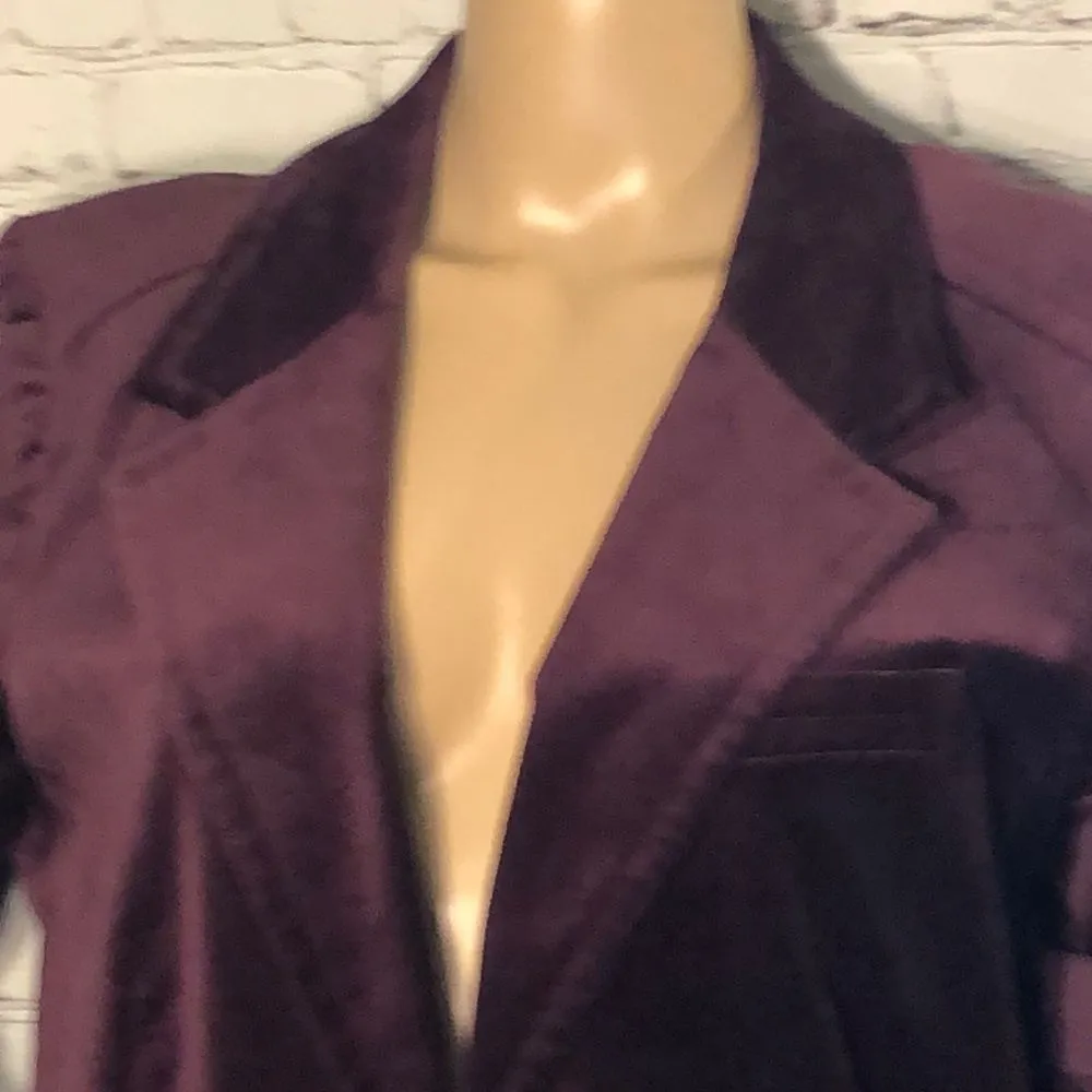 Vintage Motto 1990s Y2K Eggplant Purple Velvet Blazer Marked 16 Runs Small Size undefined - Image 2