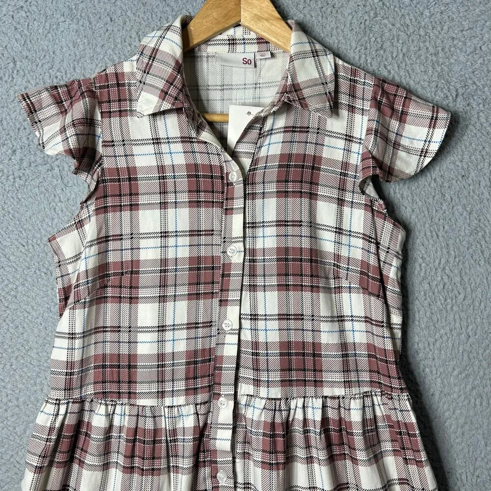 Kohl's Dress Womens‎ Juniors XS Mauve Pink Cream Tiered Flutter Sleeve Mini NEW Size undefined - Image 3