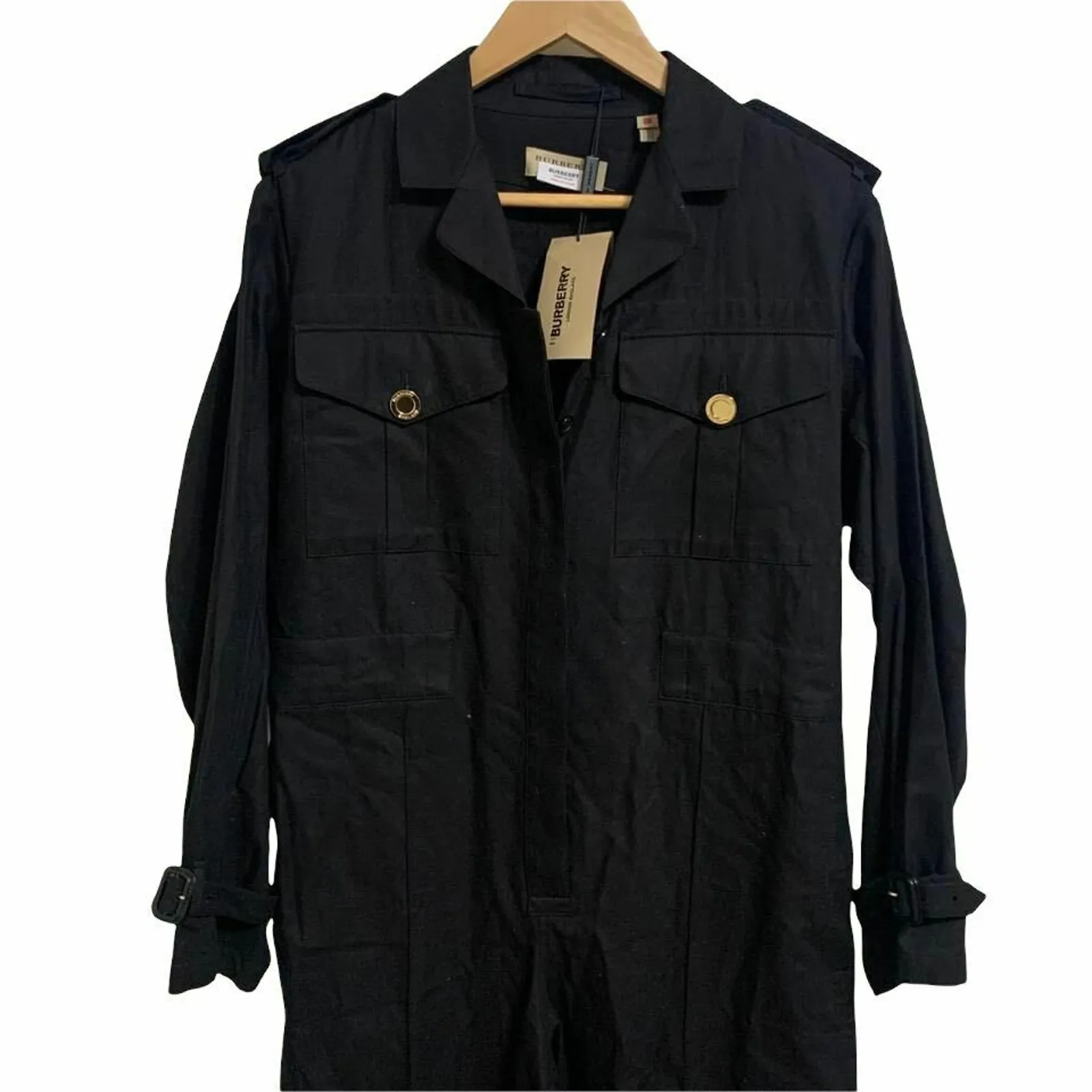 BURBERRY Cotton Gabardine Jumpsuit In‎ Black 6 NWT $1400 - Image 3