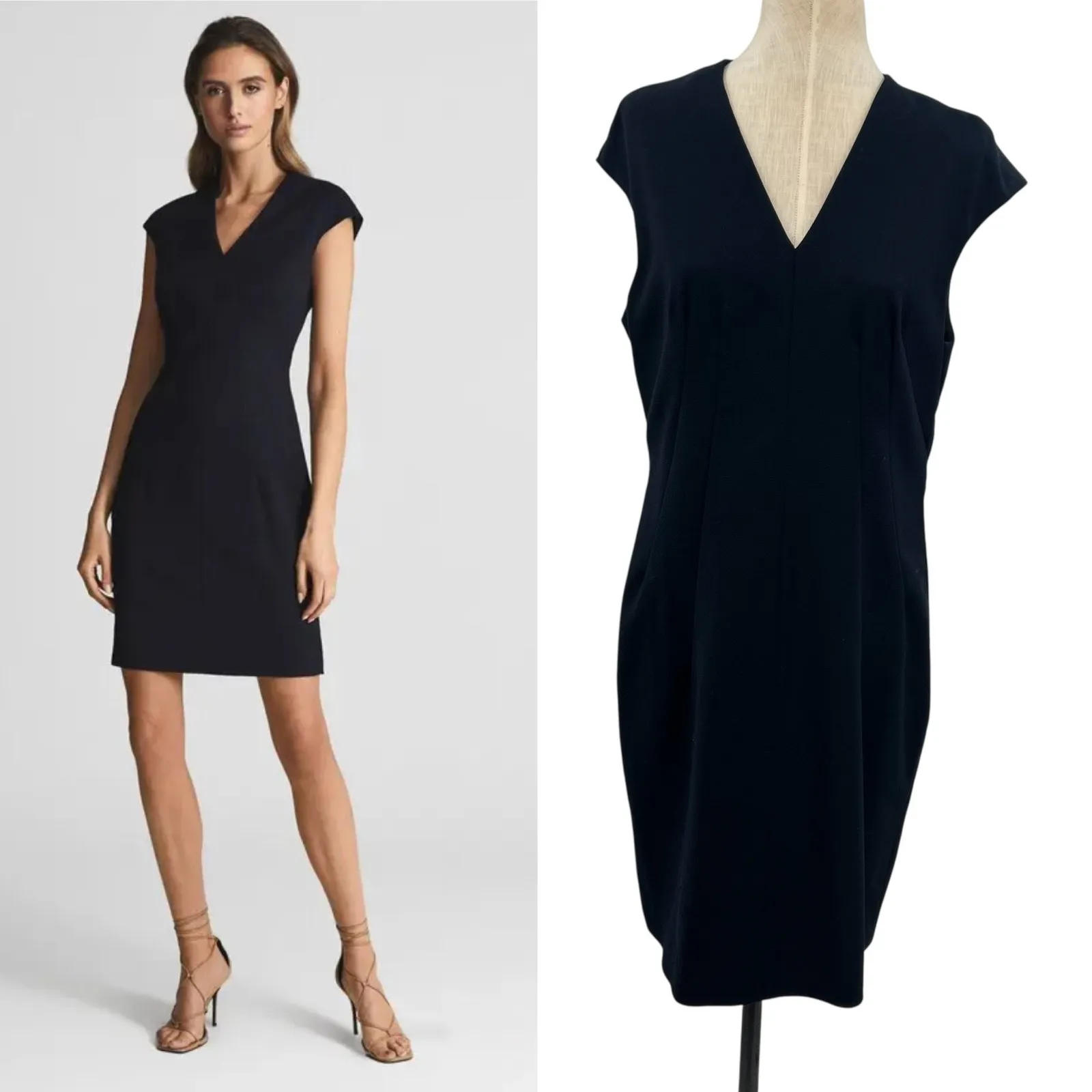 Reiss Hayes Tailored Dress Cap Sleeve Short Sleeve Navy Blue Size US 10‎ - Image 2