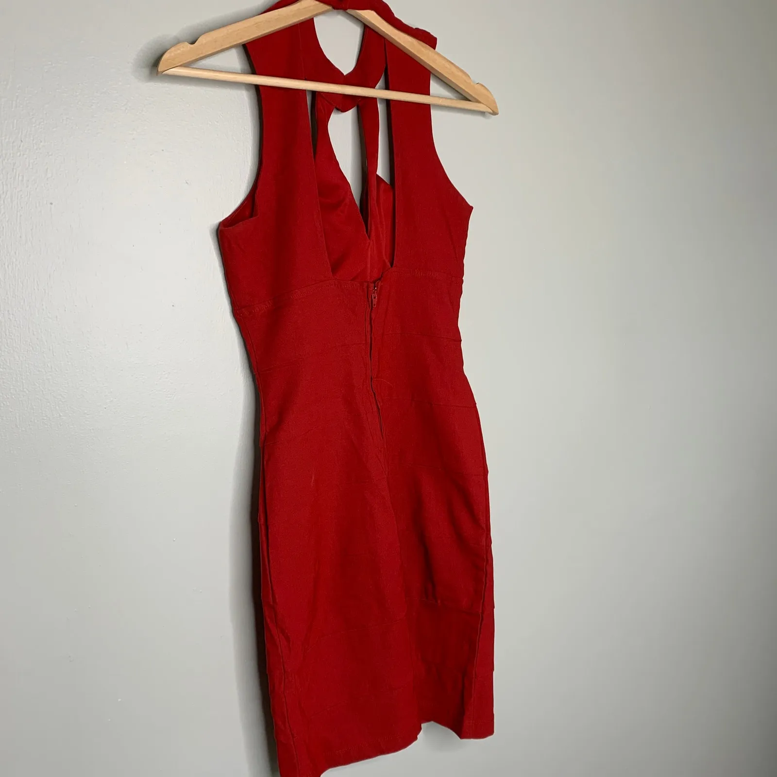 Trixxi Red Cage Neck Bodycon Dress Size 7 — Y2K Club / Night Out Midi Sexy - Image 6