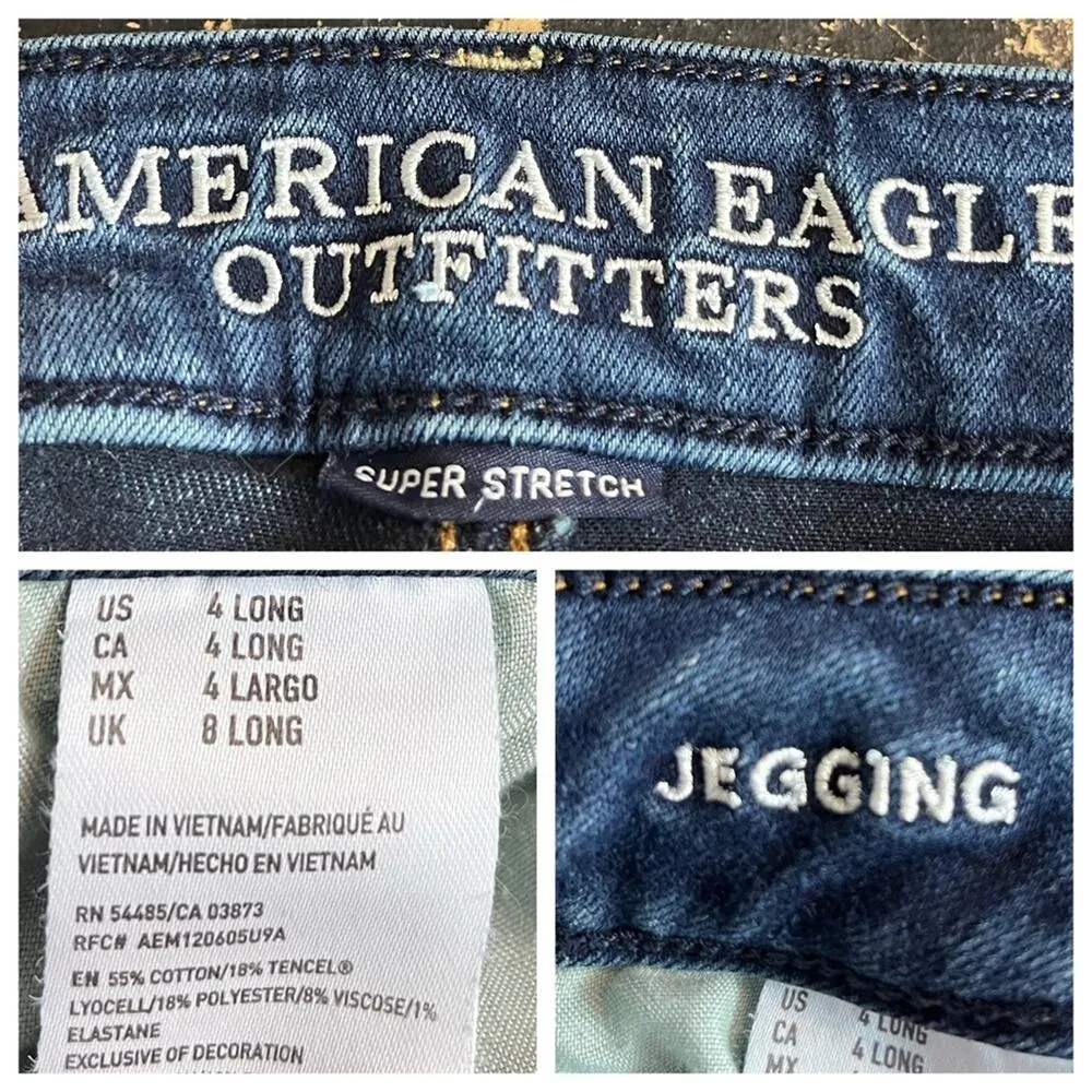 American Eagle Skinny Ankle Jeggings Dark Wash Mid Rise Women's Size 4 Long - Image 5