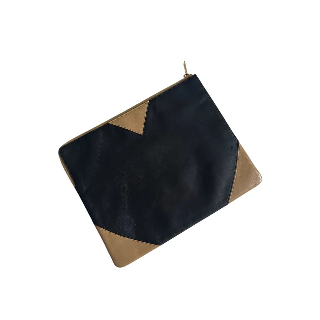 CELINE Colorblock Envelope Logo Leather Clutch Zip Handbag - Image 12